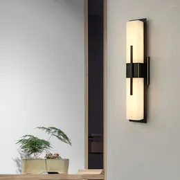 Lampe murale Real Natural Marble Sconce Home Decoration Fandle Lightture Gold Brass Brass pour la chambre à coucher