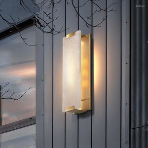 Wandlamp rechthoek Natuurlijk marmeren led-lichten koper foyer bedgebadde gangpad indoor gouden zwarte sconce druppel 110-240V
