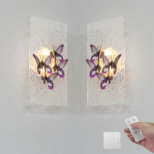 Wandlamp Afstandsbediening Acryl Blaker Met 3D Gesimuleerde Vlinders Werkt op batterijen Kleurveranderende dimbare timing