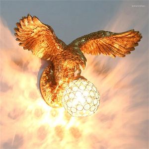 Wandlamp Resin Eagle Art Decor TV Klock Led Lights Living Room Corridor Balkon Home Armatures Home-Apliance