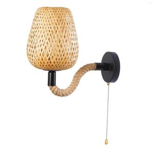 Wandlamp Retro Bamboe Rotan Lichtpunt Vintage Stijl (zonder Lamp)