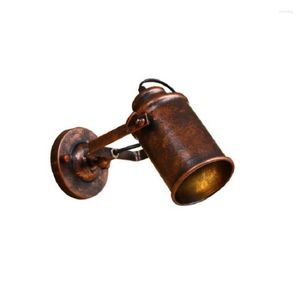 Lámpara de pared Retro Estilo industrial Accesorio Cabeza giratoria Rústico Vintage Sconce Iluminación para dormitorio Granja Porche