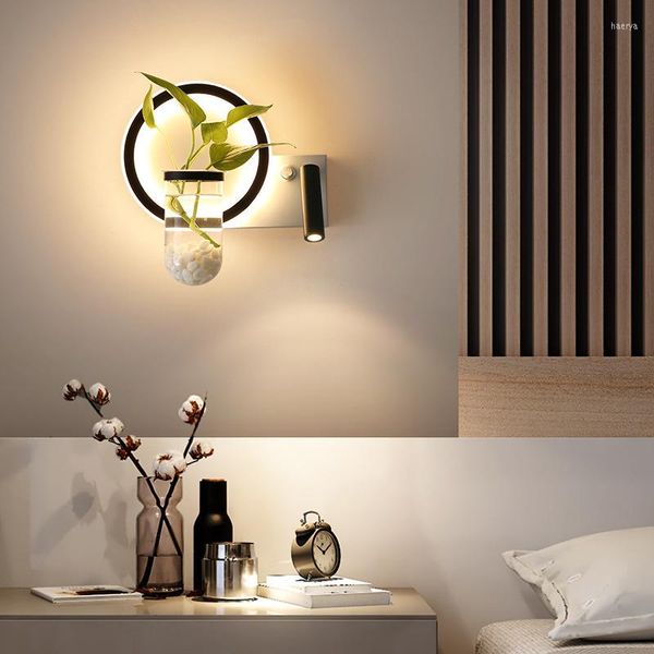 Lámpara de pared Retro Nórdico Decoración moderna Aplique de cristal Iluminación Accesorios de baño negros Lampen Polea de madera antigua