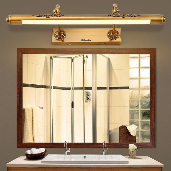 Applique rétro Vintage américain européen en aluminium acrylique Led miroir pour salle de bain maquillage toilettes lumière 50/60/80 cm 1091