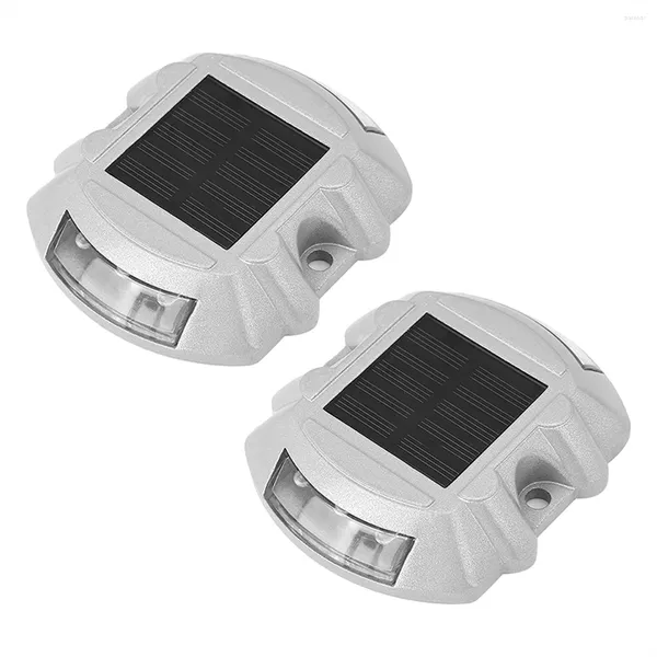 Lámpara de pared Reutilizable Solar Road 2Pcs 6 LED Stud Lights Ground Garden Lawn Path Deck Dock Luces de advertencia blancas (2Pcs)