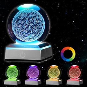 Wandlamp rgb de levensboom kristallen bol met LED kleurrijke verlichting aanraking Basisbloemmeditatie Chakra Grid Night Light Gift