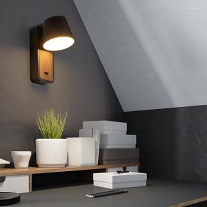 Lámpara de pared con luz Led giratoria, iluminación de cabecera de aluminio con interruptor, apliques para dormitorio, lámparas de lectura para sala de estudio y cabecera, AC90-265V