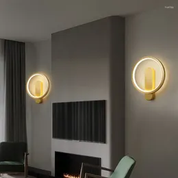 Applique murale ronde en cuivre avec 3 intensités variables, luminaire décoratif d'intérieur, idéal pour une chambre à coucher ou un salon, style nordique