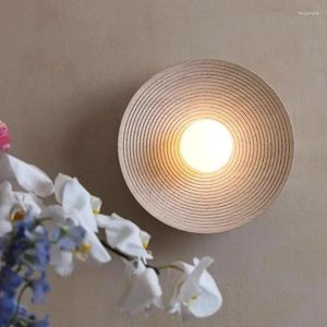 Lampe murale Round LED Nordic Resin Light for Bedside Study Retro Japane Japonais Grain Decorative Art Home Decor