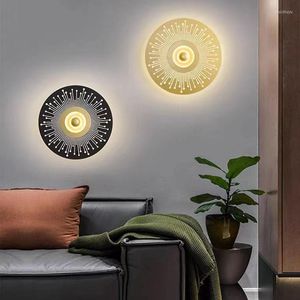 Wandlamp Rond Metaal LED Verlichting Goud Zwart Art Deco Sfeer Voor Slaapkamer Parlor Trappen Restaurant Blaker Drop