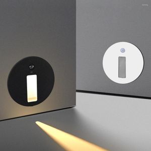 Wandlamp ronde stap lichten sensorlampen verzonken bewegings sensorisch nachtlicht voor trap gangpad keuken binnen aluminium luminary 3w