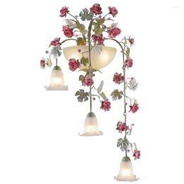 Muurlamp landelijke stijl planten en gras lantaarn licht creatieve kunst slaapkamer sconce corridor trap ijzer roze bloemmand