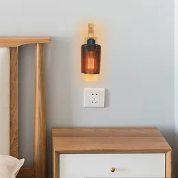 Lámpara de pared Aplique de madera rústico Apliques de jaula negra con base E26 E27