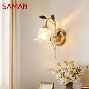 Lampe murale Saman contemporain français pastoral LED créatif fleur salon couloir couloir de chambre décoration de maison