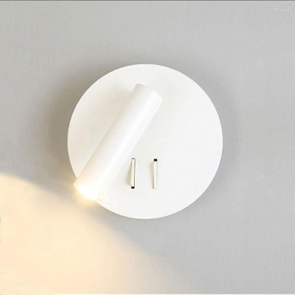 Lampe murale SanMusion Round LED Lampes Dual Rocker Switch Backlight Lire Bulbes pour la chambre Tive Boad Night Lighting Fixtures