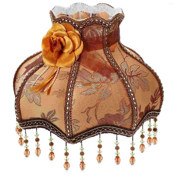 Applique murale pétoncle dôme abat-jour Style européen tissu abat-jour lustre avec perles de frange de maïs garniture pendentif couverture café
