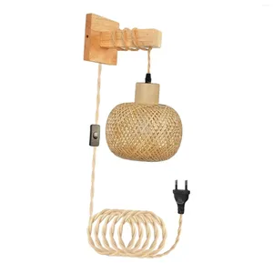 Wandlamp Blaker Boho Decor Rustiek Plug In Hanglamp Bamboe Nachtkastje Voor Slaapkamer Hal Woonkamer Boerderij Badkamer