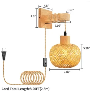 Wandlamp Sconce Mount Plug In Hanglamp Bamboe Nachtkastje Voor Badkamer Kamer Boerderij Lezen