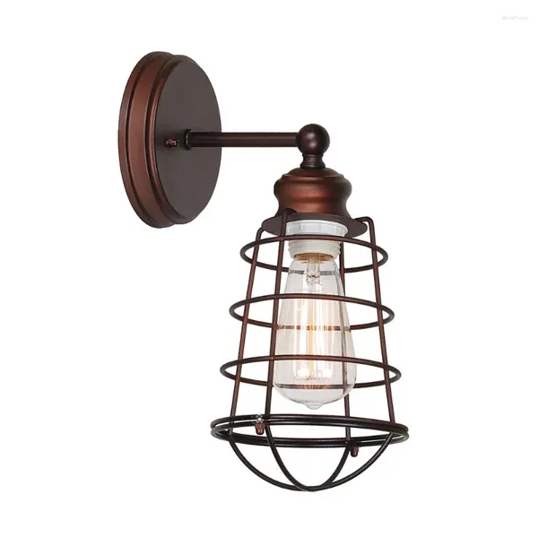 Applique murale Shinetime 1 lumière industrielle cage métallique applique rustique style ferme pour salle de bain salon cuisine (bronze)