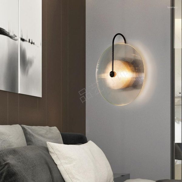 Lámpara de pared simple y creativa de cristal para sala de estar, mesita de noche, dormitorio, sofá lateral