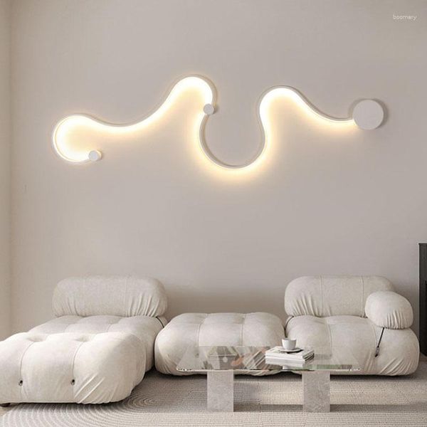 Lámpara de pared simple led lineal led en forma de serpiente decorativo tres colores atenuación iluminación interior lantren para sala de estar