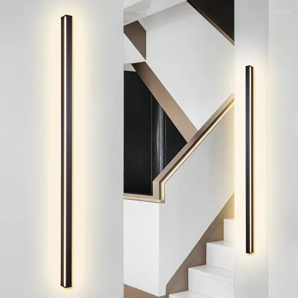 Lámpara de pared Simple y moderna tira LED brillante línea Vertical sala de estar cabecera pasillo fondo dormitorio Llamp iluminación