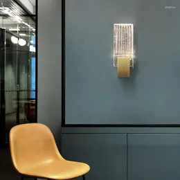 Lámpara de pared Pequeño moderno de lujo Iluminación montada en cristal Latón Led El Lectura al lado de la decoración artística Faros de aplique de cobre