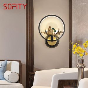 Wandlamp SOFITY Messing LED Moderne Luxe Marmer Schans Licht Interieur Decoratie Huishouden Slaapkamer Nachtkastje Woonkamer Gang