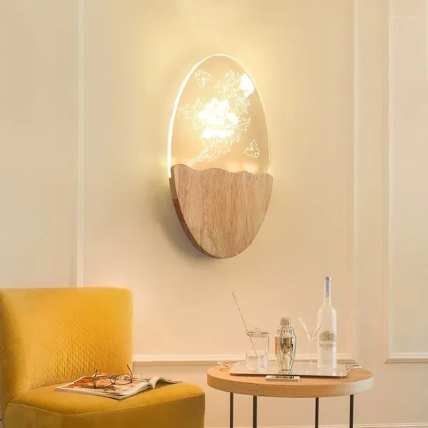 Applique murale LED en bois massif, moderne et Simple, éclairage d'intérieur pour chambre à coucher, salon, lumière créative et rustique