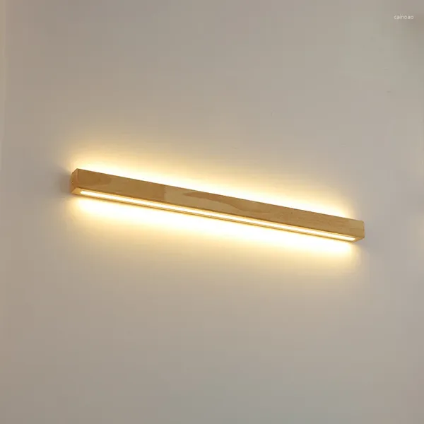 Lámpara de pared de madera maciza, tira de registro LED sencilla y moderna, decoración para sala de estar, fondo de TV, espejo de baño, luz de noche