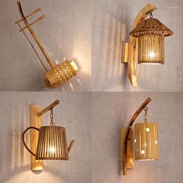 Wandlamp Zuidoost-Aziatische Bamboe Pastorale Stijl Creatieve Japanse Thaise Herberg Slaapkamer Nachtkastje B