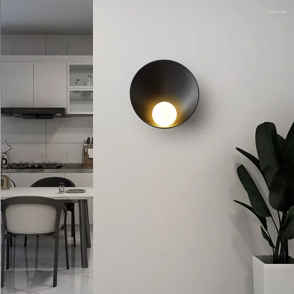 Lámpara de pared española minimalista Shell sala de estar TV Fondo cabecera moderna decoración negro blanco pasillo escalera iluminación LED