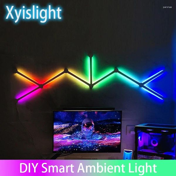 Luz de lámpara de pared Luz de bricolfera RGB Control de voz inteligente para eSports Room Decoración de bares de dormitorio