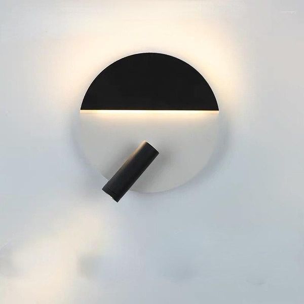 Lámpara de pared Foco Retroiluminación Rotación libre Aplique Interior Nórdico Luz LED para el hogar Dormitorio Mesita de noche