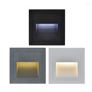 Lámpara de pared cuadrada de aluminio de alta calidad, breve, moderna, LED, luz de escalera, 3W, foco montado, fondo, paso, pasillo, 85-265V