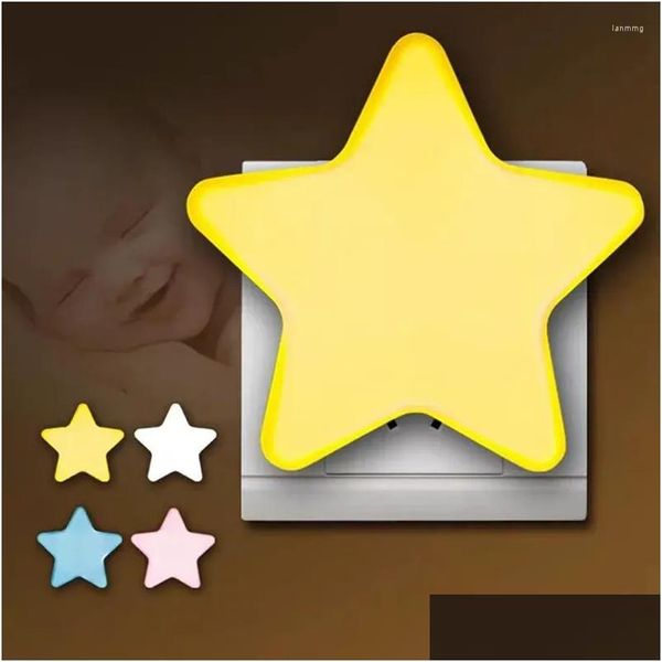 Lámpara de pared Star Moon Night Light Sensor de iluminación enchufable Mini novedad LED para bebé Dormitorio para niños Mesita de noche Slee Nightlight Drop Deliv OT26J