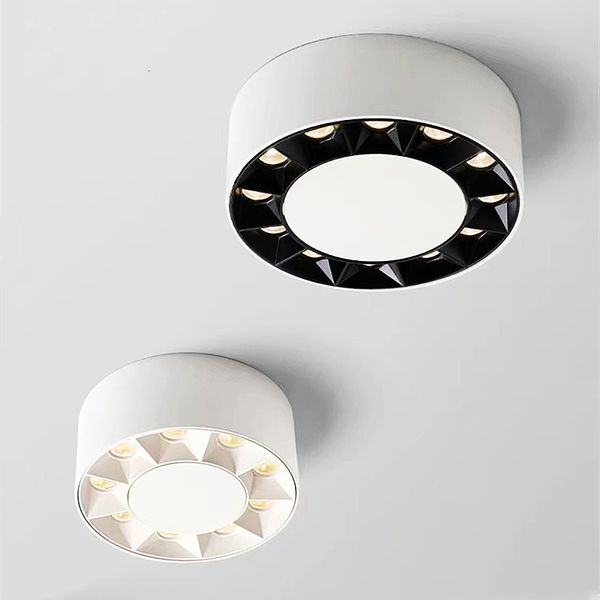 Applique Murale Monté En Surface Grille Downlight Rond Dimmable LED Spot Plafond 7W 12W 15W 18W 24W AC85 265V Éclairage Intérieur Blanc 221206