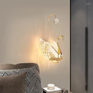 Lámpara de pared Swan, luces interiores creativas doradas modernas LED para decoración del hogar, dormitorio, sala de estar, lámparas nórdicas