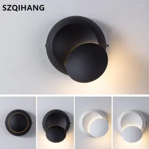 Lampe murale Szqihang LED Rotation à 360 degrés réglable Light Creative Creative Black Modern Asle Round AC85-265V