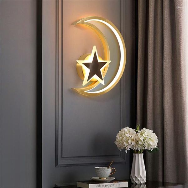 Lámpara de pared TEMAR Luces nórdicas Apliques de latón Contemporáneo Creativo Luna Estrella LED Interior para el hogar