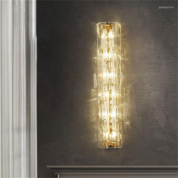 Lámpara de pared TEMAR Luces de cristal posmodernas LED doradas Latón de lujo Accesorios de dormitorio contemporáneos Apliques Decoración