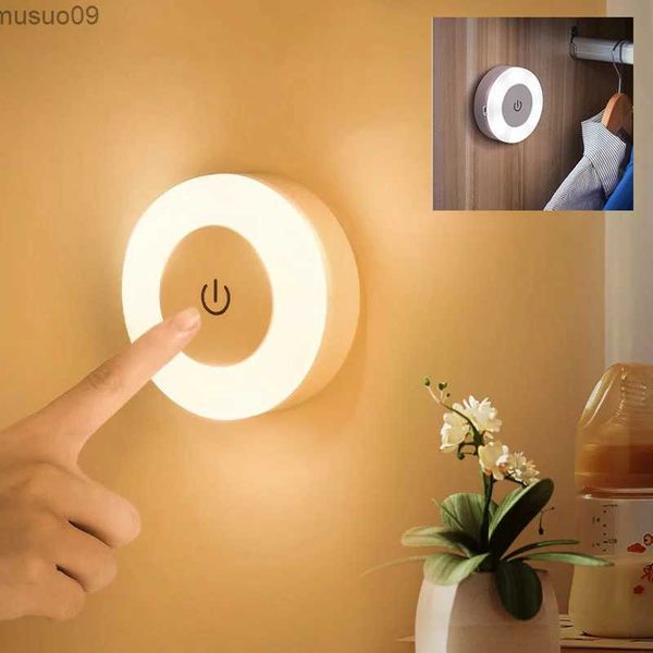 Lámpara de pared Lámpara de pared táctil Luz nocturna LED Lámpara redonda portátil Lámpara de pared recargable USB Regulable Pasillo Dormitorio Cocina Lámpara de noche táctil