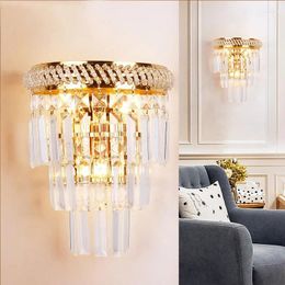 Lámpara de pared Empire Candelier Gold Crystal de 3 luces E14 Lámparas de bombilla para la sala de estar de la sala de estar de la noche del accesorio de iluminación