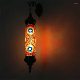 Lámpara de pared Lámparas de vidrio hechas a mano turcas Bohemia mediterránea Luces retro Dormitorio Decoración para el hogar para comedor Iluminación LED Accesorio