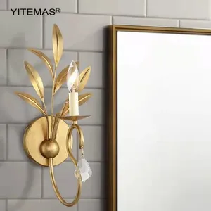Wandlamp uniek bladgoud voor badkamer spiegel licht retro sconce vintage verlichting slaapkamer bedlampen