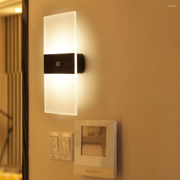 Applique murale USB Recharge lumière capteur tactile interrupteur noir/blanc intérieur LED pour maison chambre chevet moderne nordique veilleuses