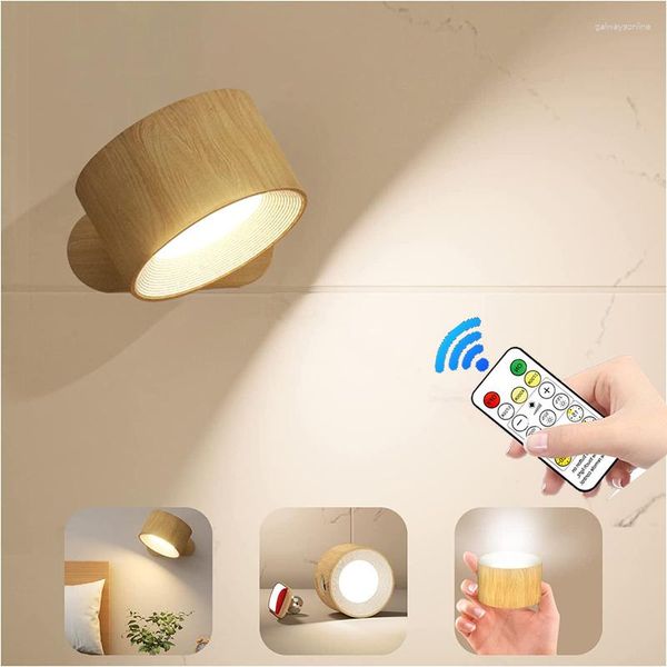 Lámpara de pared Lámpara de aplique LED recargable por USB con control remoto táctil Lámparas montadas magnéticas para lectura de dormitorio