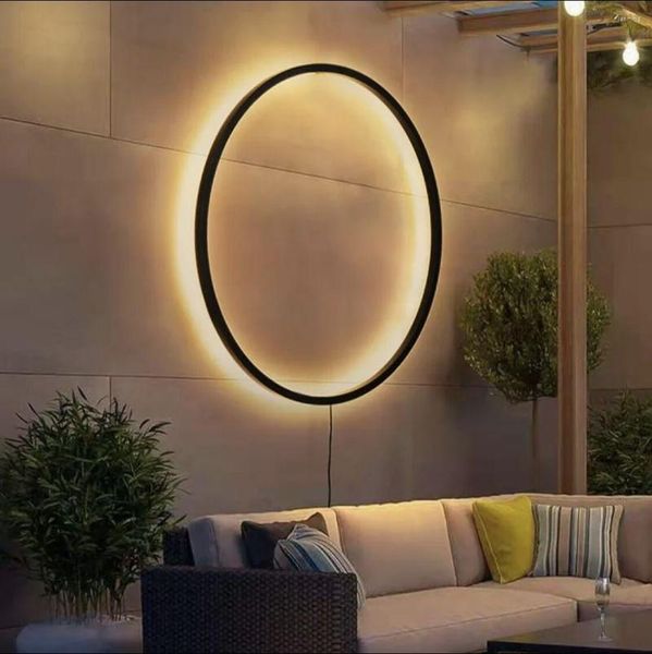 Lampe murale USB Round LED 3 Color Fandle Decorative Modern Modern Simple Art Design Living Room Sofa Anneau