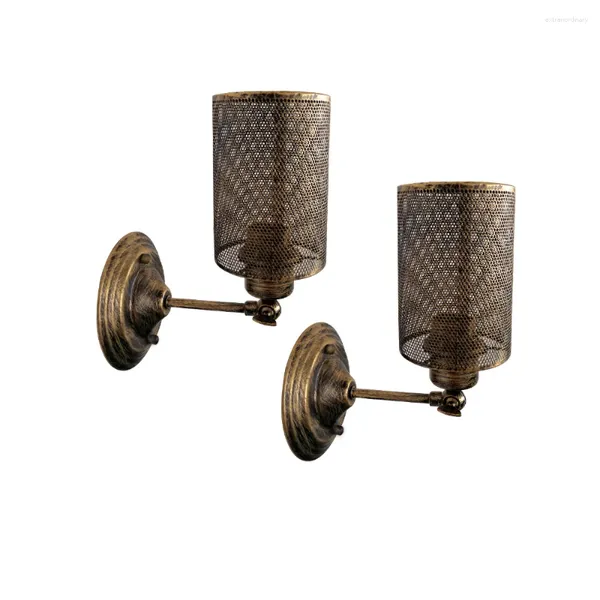 Lámpara de pared Vintage 2 unids Paquete Luces de metal Industrial Negro y Bronce Rústico Cilindro Aplique Luz para Barhtoom Pasillo Dormitorio Café