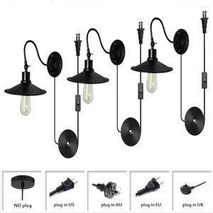 Applique Murale Vintage 3 Pack Métal E26 Base Plug In Sconce Lighting Industrial Black Lights Luminaires Montés